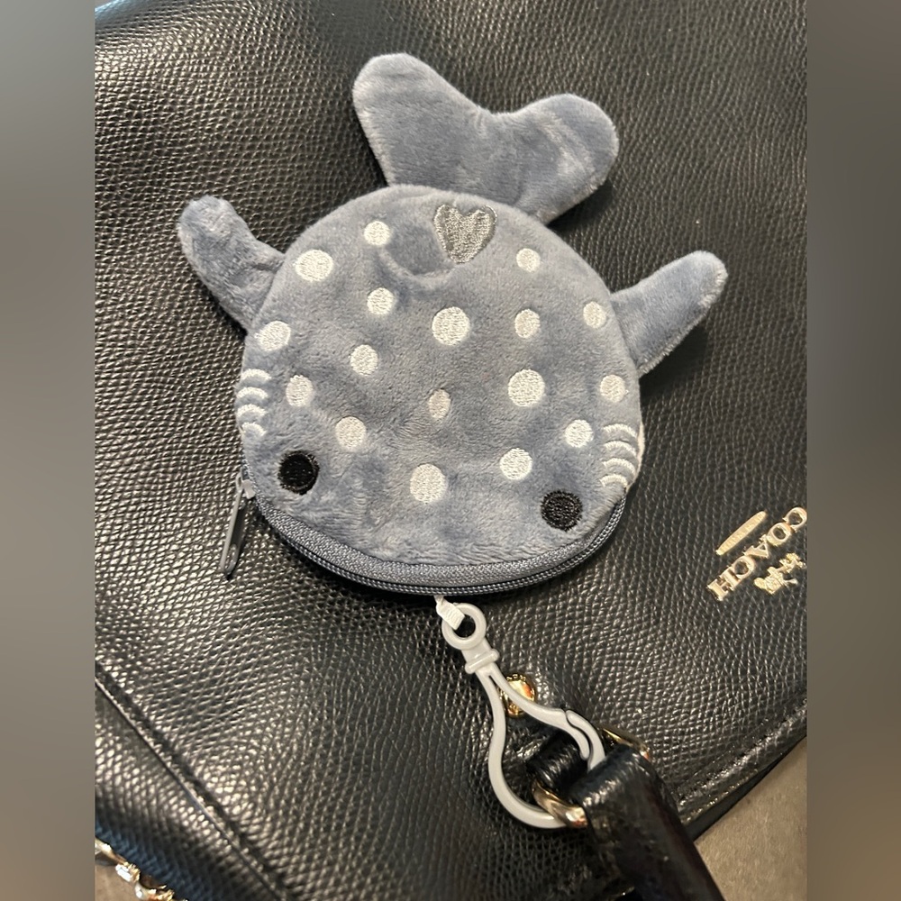 NEW Shark Bag Charm Zip Pouch Mini Bag Cute Adorable Keychain Gray Plush
